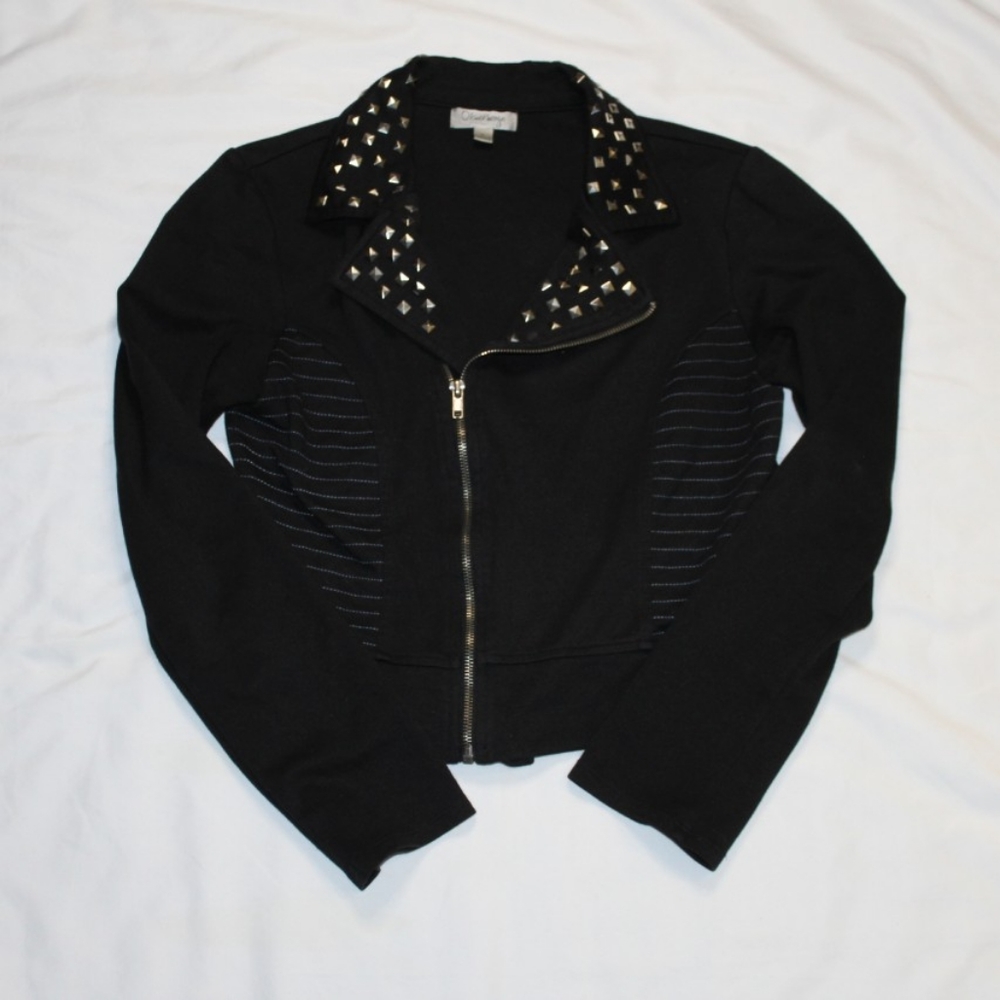Olsenboye Knit Moto Jacket Black Jr L